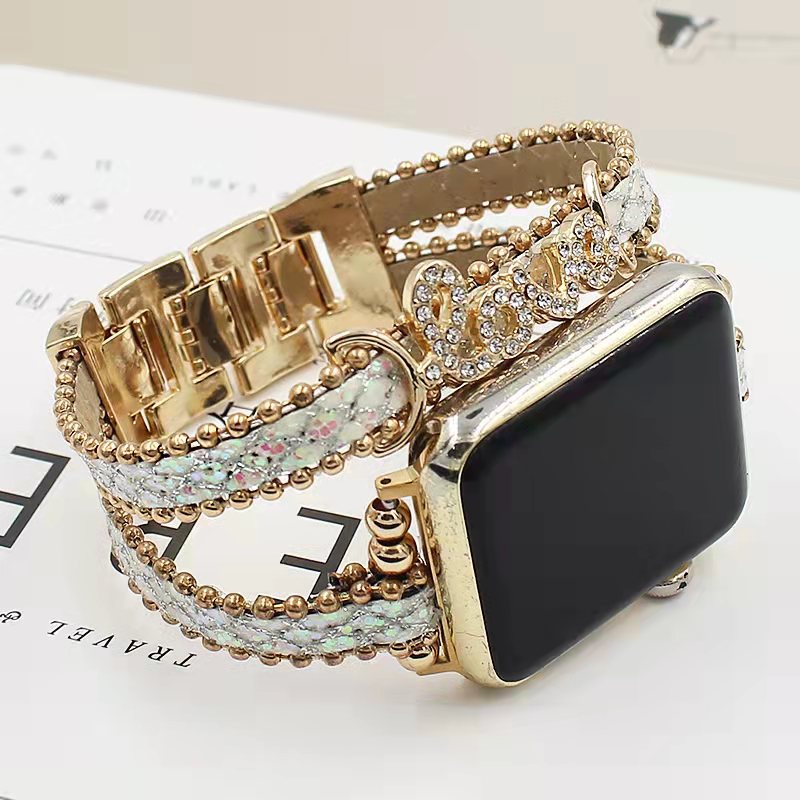 Dây Đeo Đồng Hồ Bằng Silicone Đính Kim Cương Sang Trọng Cho apple Watch series 8 ultra 7 6 5 4 3 2 1 42MM 38M 44mm 45mm 40mm 41mm W27pro IWO8 X8