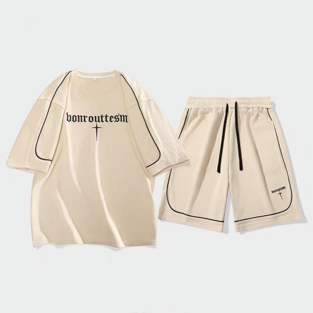 Bộ Quần Áo Thể Thao Nam Mùa Hè Unisex, Hình Thêu Sắc Nét, Phong Cách Cao Cấp