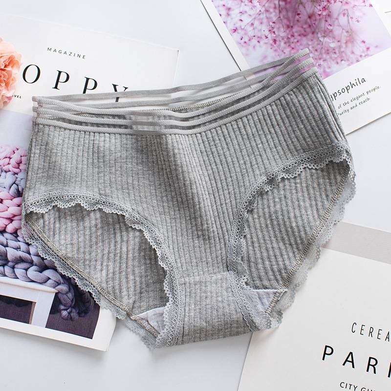 Quần lót cotton viền ren màu trơn thiết kế thoải mái và thoáng khí phong cách Nhật Bản cho nữ 507 | BigBuy360 - bigbuy360.vn