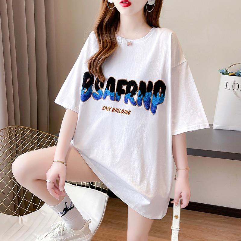 Áo Thun 100% cotton Tay Ngắn Dáng Rộng Phong Cách Hàn Quốc Thời Trang Mùa Hè Cho Nữ