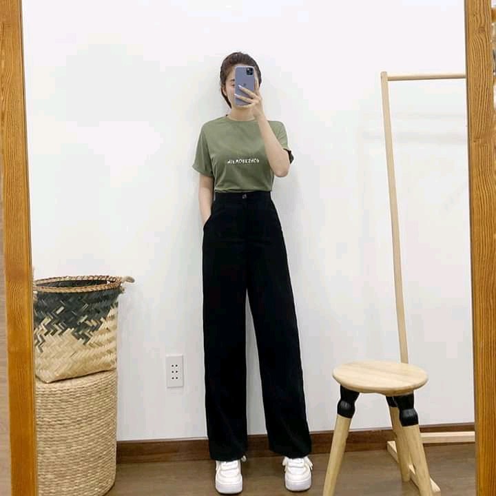 Hot Quần ống rộng khóa trước cạp cao tôn dáng | BigBuy360 - bigbuy360.vn