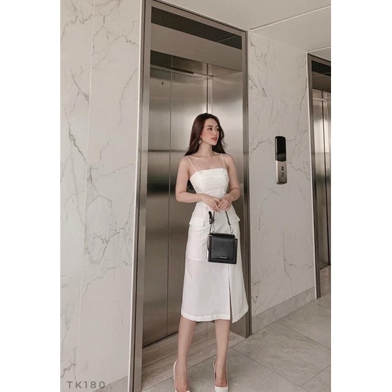 Đầm 2 dây nút bọc