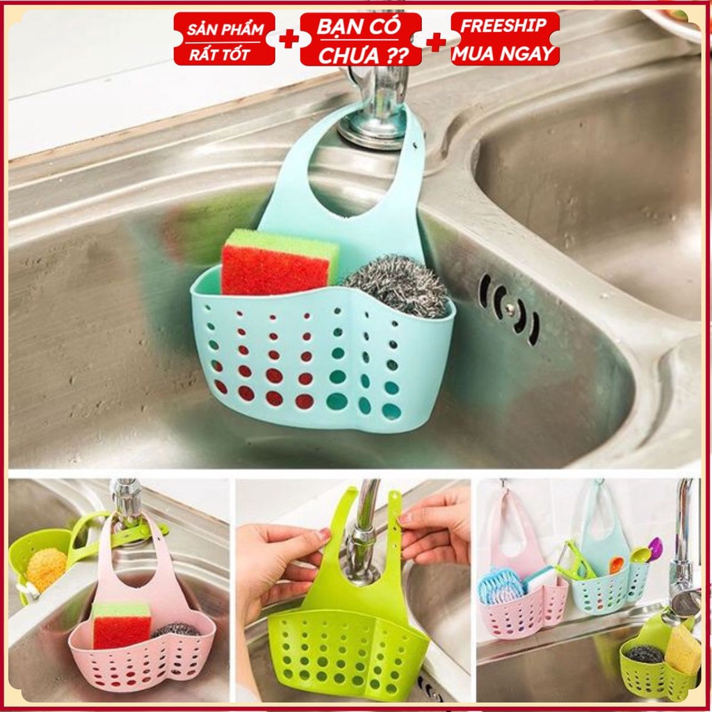 Giỏ Đựng Giẻ Lưới Rửa Bát LOẠI DÀY G1 Thoáng Mát - Giỏ Nhựa Treo Đồ Rửa Chén, Gắn Vòi Nước Bồn Rửa