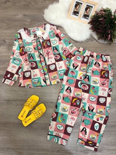 Set bộ lụa tay dài ren