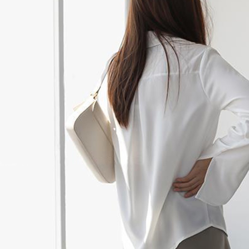 Áo Sơ Mi Chiffon Tay Dài Ống Loe Xẻ Tà Thời Trang Cho Nữ