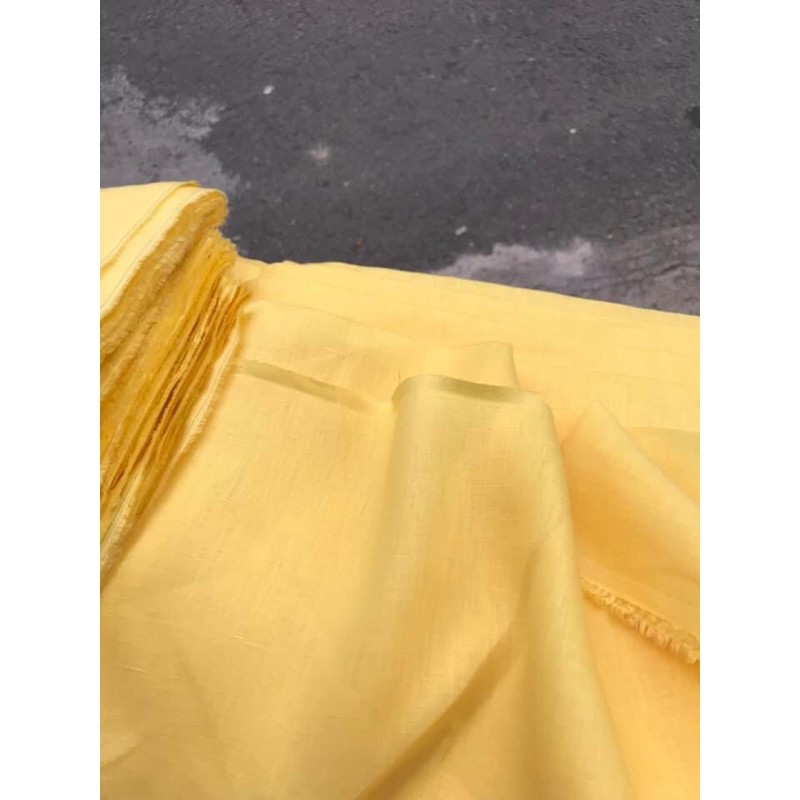 vải linen tưng premium màu vàng cúc, xinh đẹp!