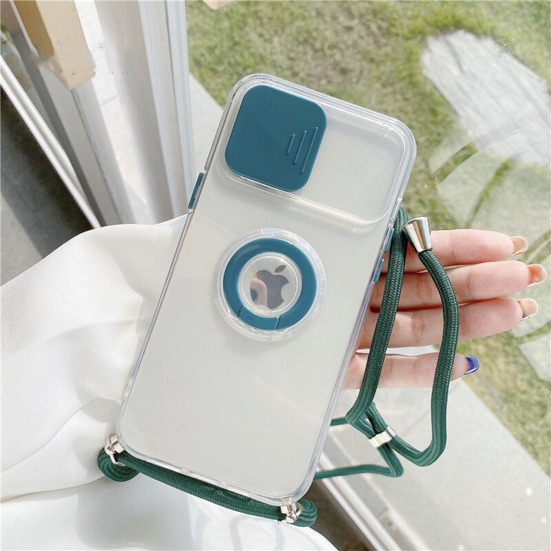 Ốp điện thoại dẻo trong suốt có dây đeo thích hợp cho IPHONE 13 11 12 PRO MAX X XS XR 7 8 PLUS SE 2020