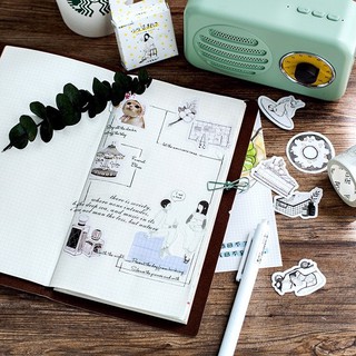 Set 45 sticker dán Cô gái trắng đen