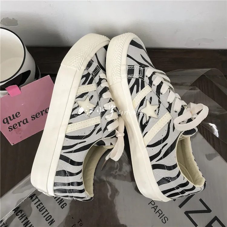 Giày Vải Canvas Đế Bằng Cột Dây In Hình Ngôi Sao Thời Trang Mùa Xuân Dành Cho Nữ | BigBuy360 - bigbuy360.vn