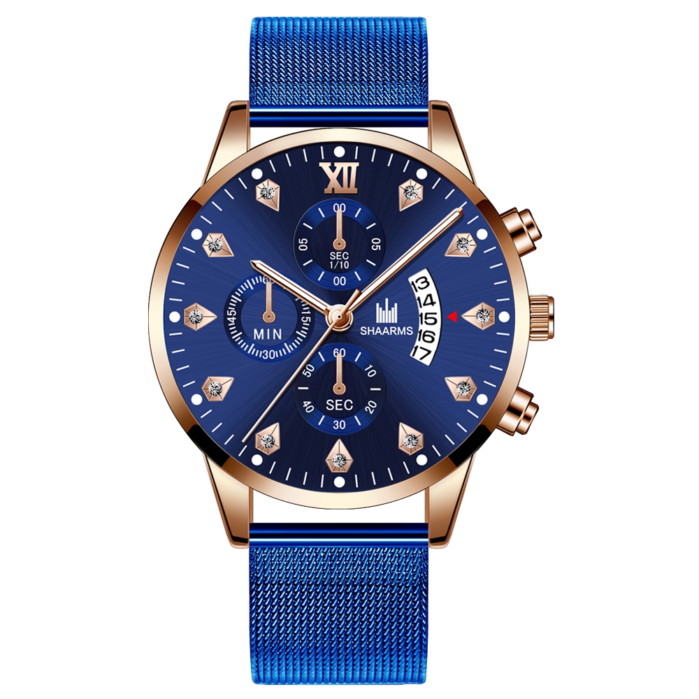 Đồng hồ nam chính hãng SHAARMS dây thép cao cấp Nhật Bản kim loại phát sáng | BigBuy360 - bigbuy360.vn