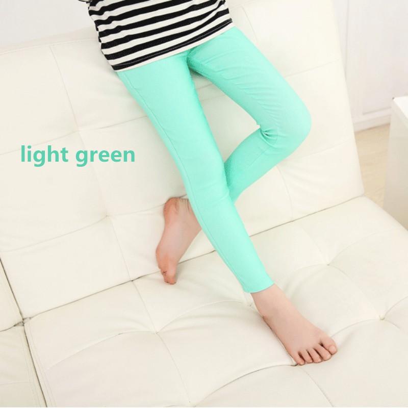 Quần legging trơn màu chất liệu co giãn tốt dành cho bé gái