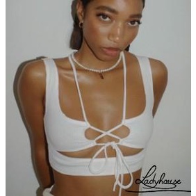 Áo Croptop Hai Dây Cổ Chữ V Màu Trơn Thời Trang Gợi Cảm Cho Nữ