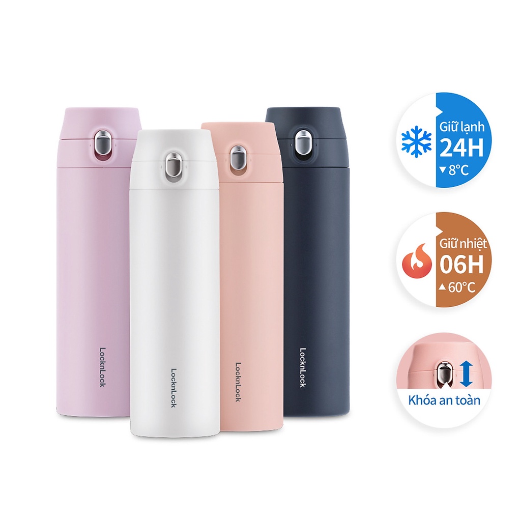 Bình giữ nhiệt Lock&Lock 500ml Featherlight One Touch Tumbler mở nắp một chạm LHC3257 - TRUCANHSG