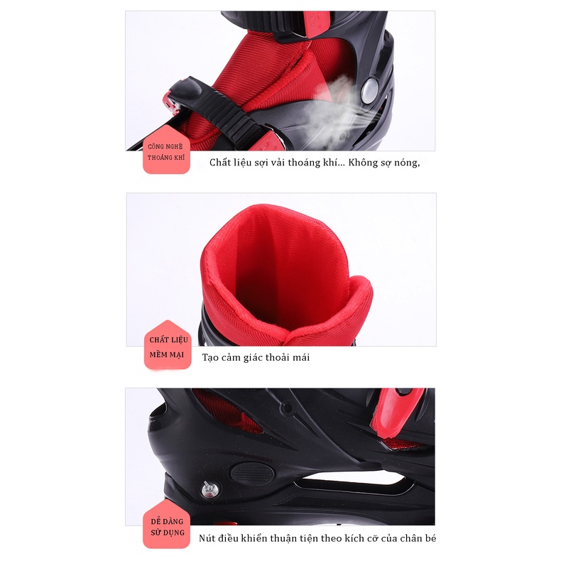 Giày Trượt Patin 4 Bánh 2 hàng chống ngã, Giày patin, patin, patin 4 bánh, patin 2 hàng, tặng kèm bộ bảo hộ chân tay