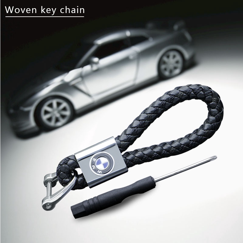 Móc Khóa Hình Logo One Piece Bằng Da Bện Kim Loại Cho BMW F30 X5 X6 X1 M3 M5
