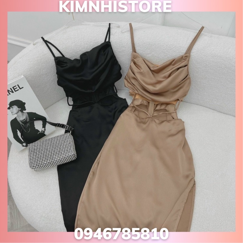 ĐẦM MIDI 2S CỔ ĐỔ XẺ ĐÙI KHOÉT EO