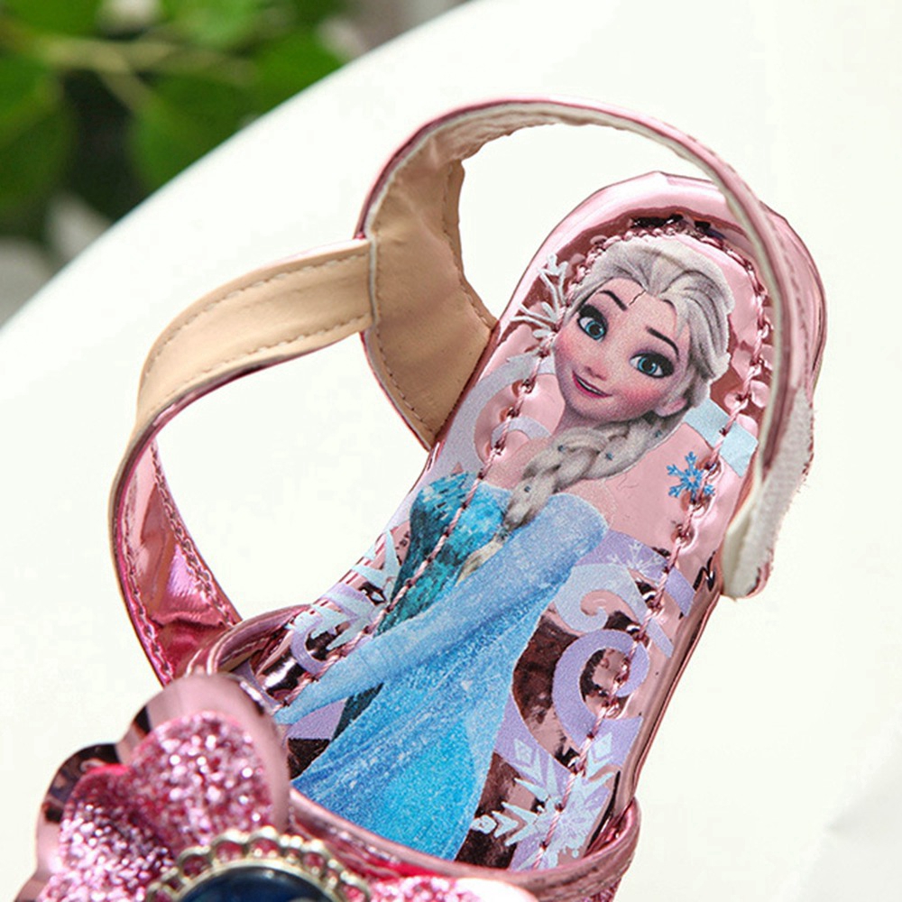 Diamond Princess Girls Sandals Cartoon Frozen Girl Sandals Soft Baby Pink Sandal Shoes