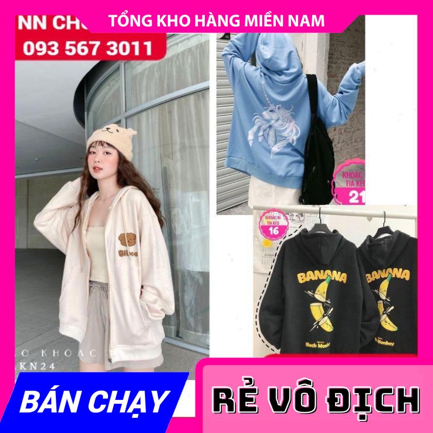 ÁO KHOÁC NỈ IN HÌNH XINH AKN ⚡ẢNH THẬT⚡ ÁO NỈ DÂY KÉO NỮ ⚡ KHOÁC NỮ CHẤT NỈ BÔNG  MY