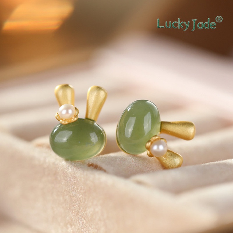 Bông Tai Mạ Bạc 925 Đính Ngọc Bích Trắng Thời Trang