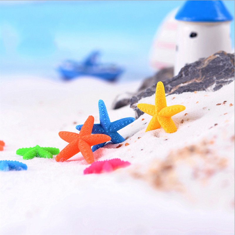 Set 5 sao biển giả nhiều màu sắc bằng resin dành cho trang trí bể cá