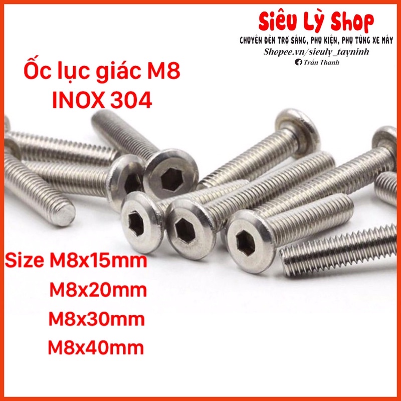 Ốc lục giác INOX 304 Size M8 - Đầu dẹp (Túi 5con, 10con)