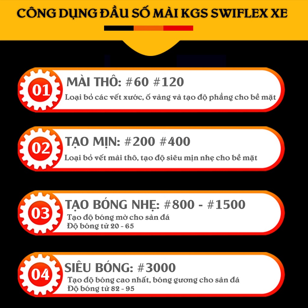 Đĩa đánh bóng đá Marble, Granite KGS Swiflex XE, đạt bóng gương tự nhiên cao nhất, không sử dụng hóa chất, mài khô