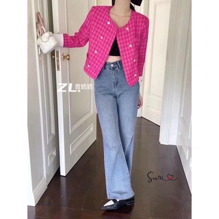 vải dạ tweed ziczac én hồng