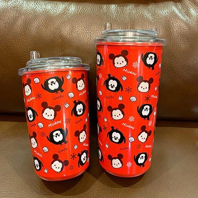Minh Tinh Net Red đề nghị cùng một đoạn Disney cách nhiệt tách cà phê Màu Đỏ lỏng lẻo ống hút cốc sữa gia dụng