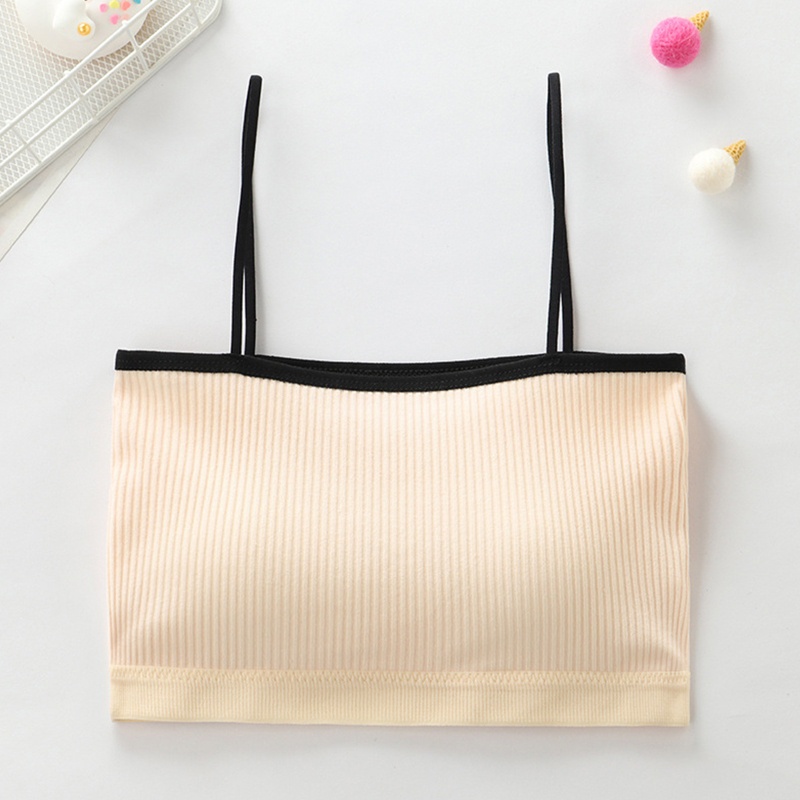 Áo Bra Dạng Ống Hai Dây Có Mút Đệm Ngực Màu Sắc Tương Phản Dành Cho Bạn Nữ Tuổi Teen