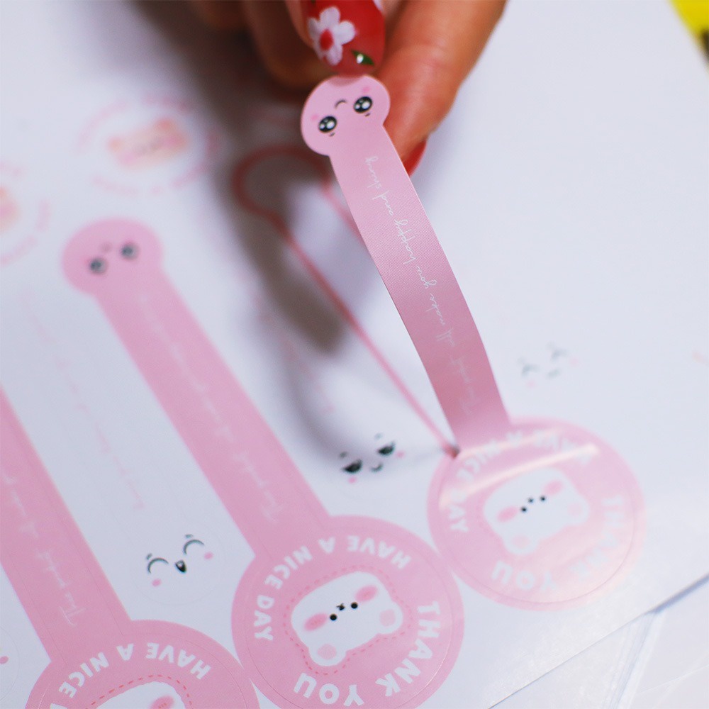 SET TEM DÁN/ STICKER THANK YOU, OPEN, NIÊM PHONG LY NƯỚC CHAI LỌ QUẦN ÁO PHỤ KIỆN MỸ PHẨM, HỘP CARTON ĐÓNG GÓI, DECOR