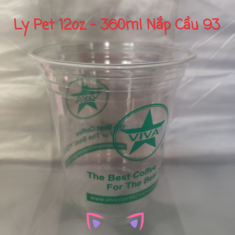Combo 10 Cái Ly nhựa PET Phi 93 đẹp in hình ngôi sao thương hiệu Coffee Viva Start