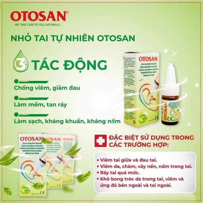 DUNG DỊCH NHỎ TAI OTOSAN SPRAY NATURAL EAR DROPS 10ML CHỐNG VIÊM TAI GIẢM ĐAU TAi