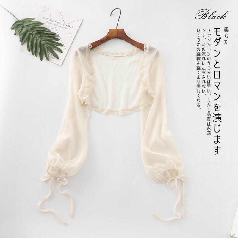 ÁO KHOÁC CROPTOP VIỀN REN