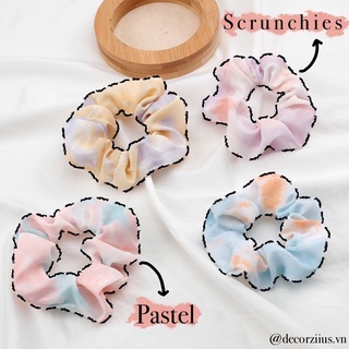 Cột Tóc Scrunchies Vải Voan,Dây Buộc Tóc Vải Voan Mỏng Loang Màu Phong Cách Hàn Quốc