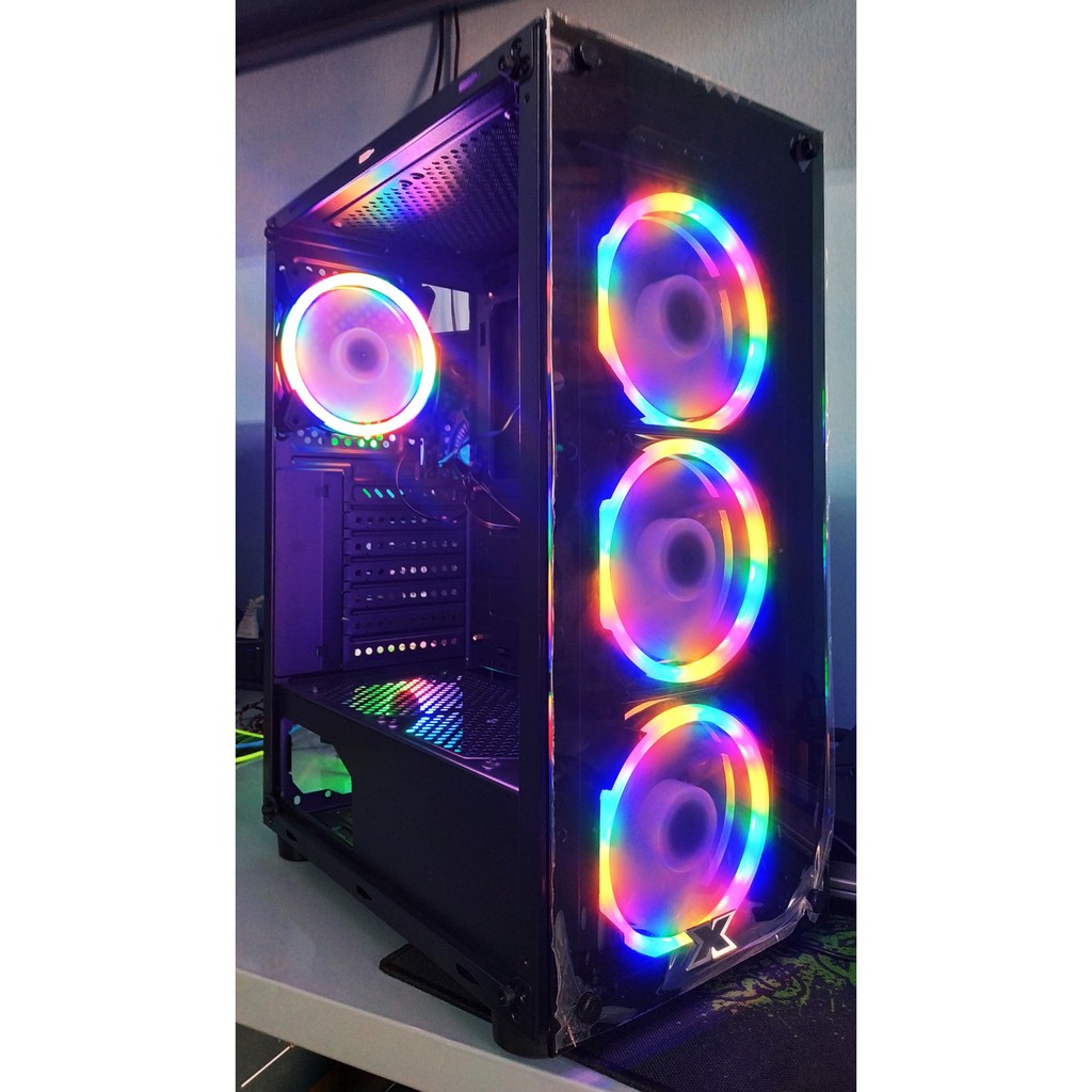 Vỏ Case Xigmatek Hero Fom ATX KÈM 4 Fan Led 5 Màu siêu đẹp - thoáng - New - Chính Hãng Full Box