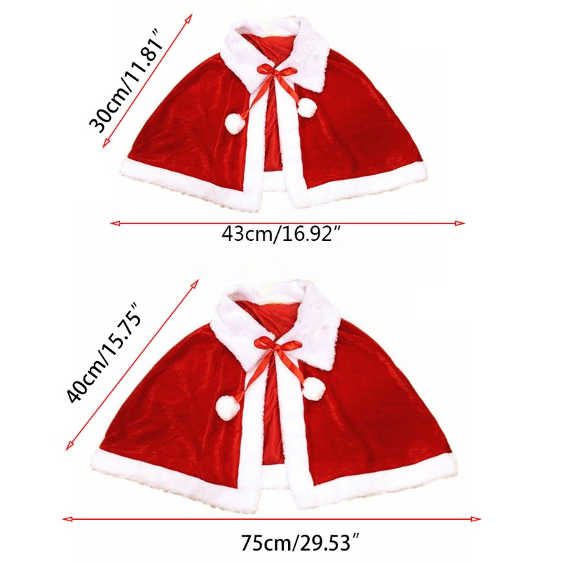 Áo choàng cổ vải nhung dày phối lông kiểu ngắn màu đỏ hóa trang ông già noel Giáng sinh cho nữ | BigBuy360 - bigbuy360.vn