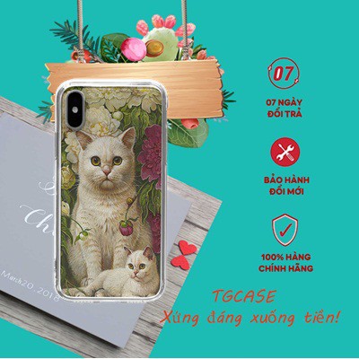 Vỏ ốp mèo nữ tính ốp điện thoại đẹp TG Case Hàng cao cấp cho các loại Iphone CAT20210079