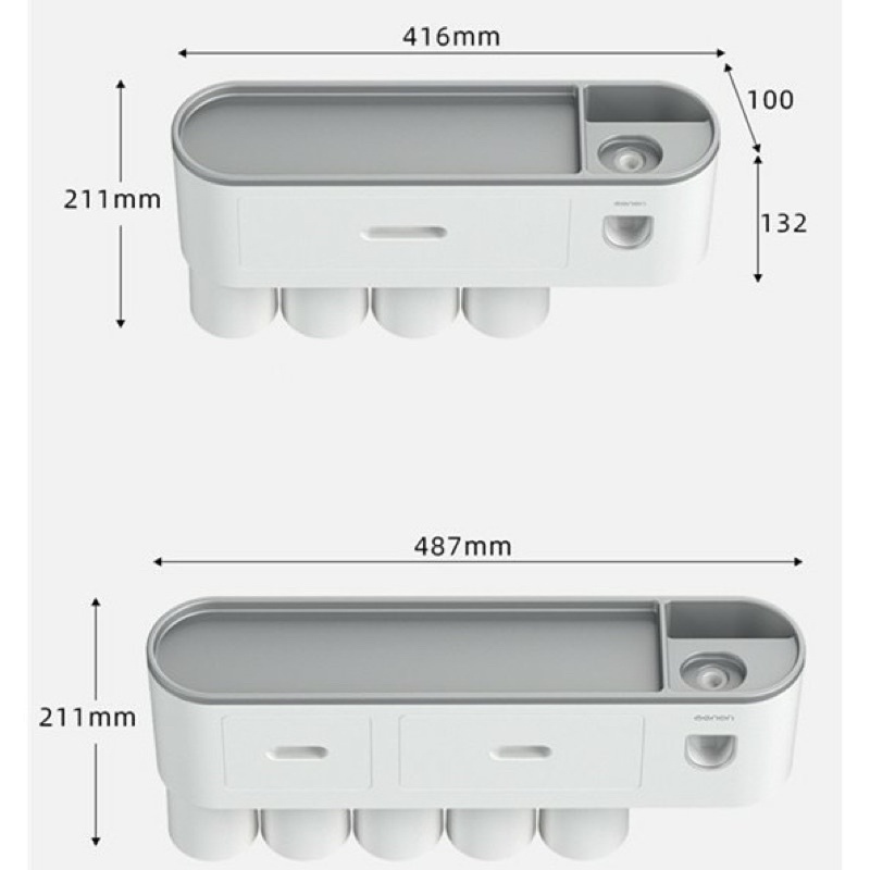 Bộ Nhả Kem Đánh Răng Tự Động OENON  2 Cốc 3 Cốc 4 Cốc Hút Từ Tĩnh,Dán Tường Cao Cấp,Không Cần Khoan Vít