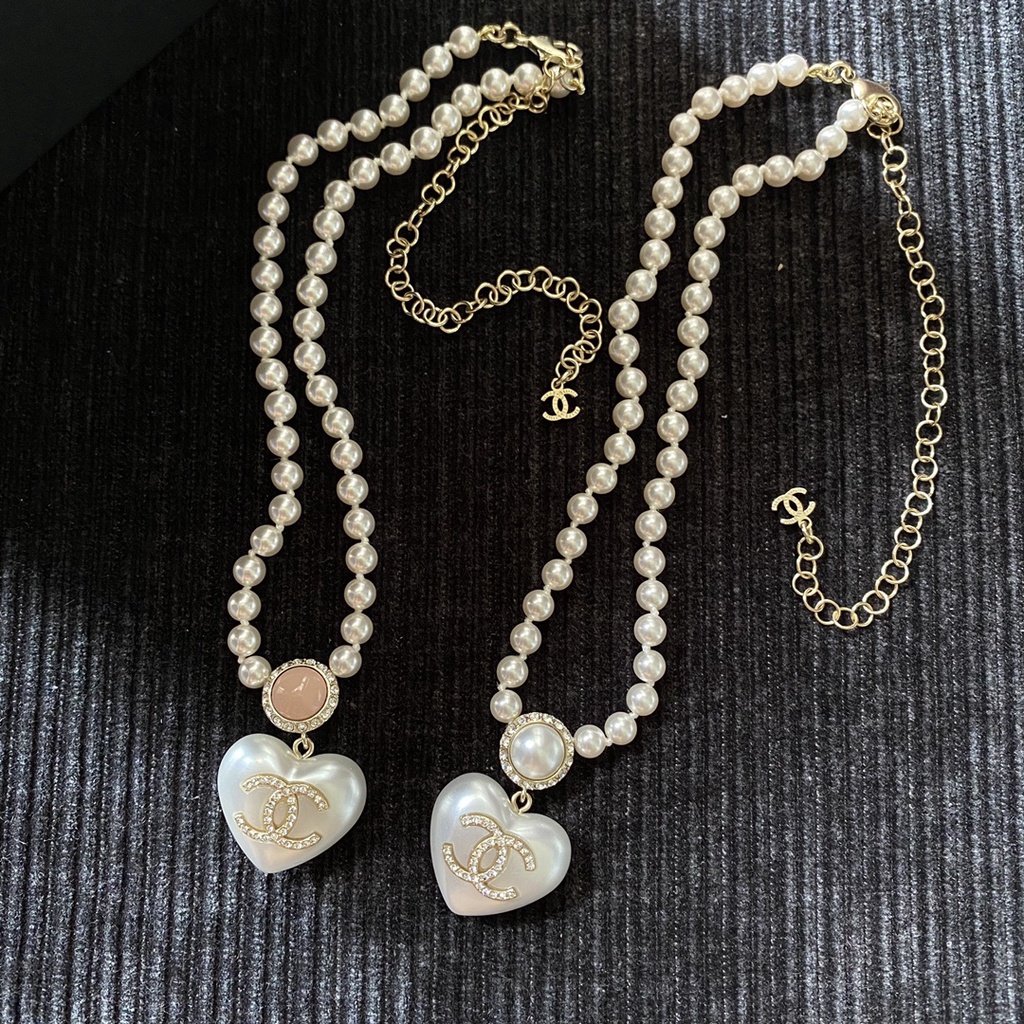 Vòng cổ Ngọc Trai Mặt Trái Tim Thời Trang Cho Nữ