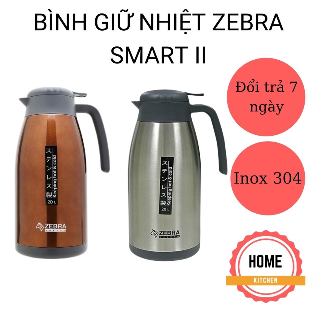 Bình giữ nhiệt cao cấp Zebra Smart II Thái Lan. Phích giữ nhiệt làm bằng Inox 304 an toàn cho sức khoẻ. Bảo hành 1 đổi 1