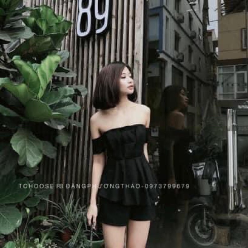 Set quần sooc đũi nữ khoá cúc ở trước, sau cạp chun. Quần đùi short cộc hè form xoè, ống rộng thoải mái, mềm mại