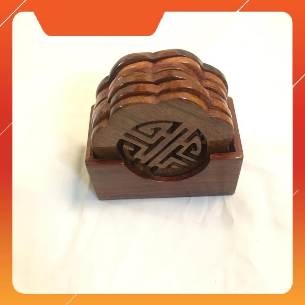 ĐỒ GỖ CAO CẤP LÓT LY BỘ 6 CÁI CHỮ PHÚC BẰNG GỖ HƯƠNG SIÊU CHẤT ( ẢNH THẬT)