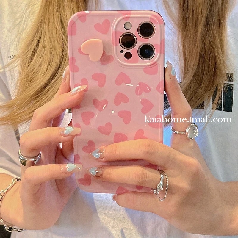 Ốp hình tim xoay hồng dễ thương dành cho iphone 7/8plus X Xr xS max 11 12 12promax