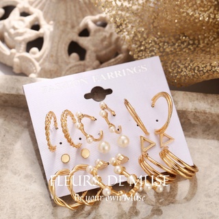 Set khuyên tai vàng 6 mẫu Fleurs de Muse