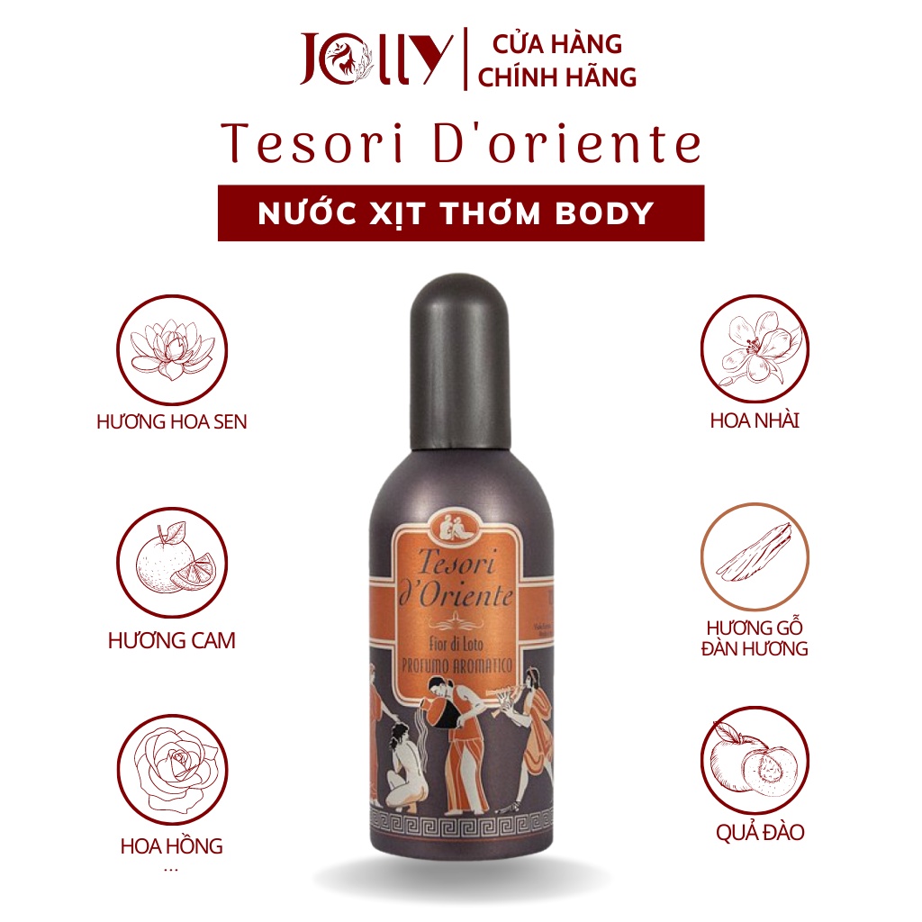 Nước Hoa Xịt Thơm Body Tesori Nâu 100ml - Nước Hoa Nữ Hương Hoa Sen Lưu Hương Lâu