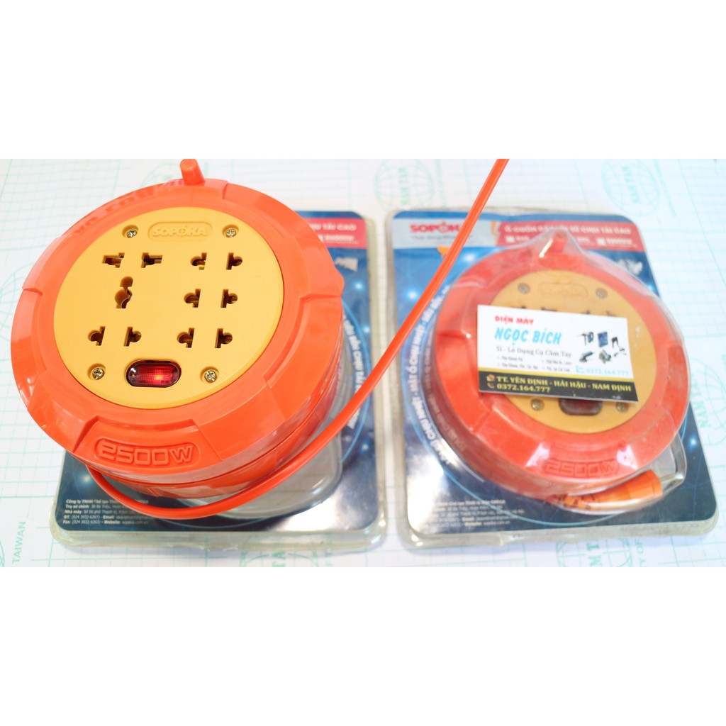 Ổ Cắm Điện Lõi sứ công suất cao ,chống cháy SOPOKA 2500w - Ổ Cắm Đa Năng Loại Quay , Cuốn Tròn