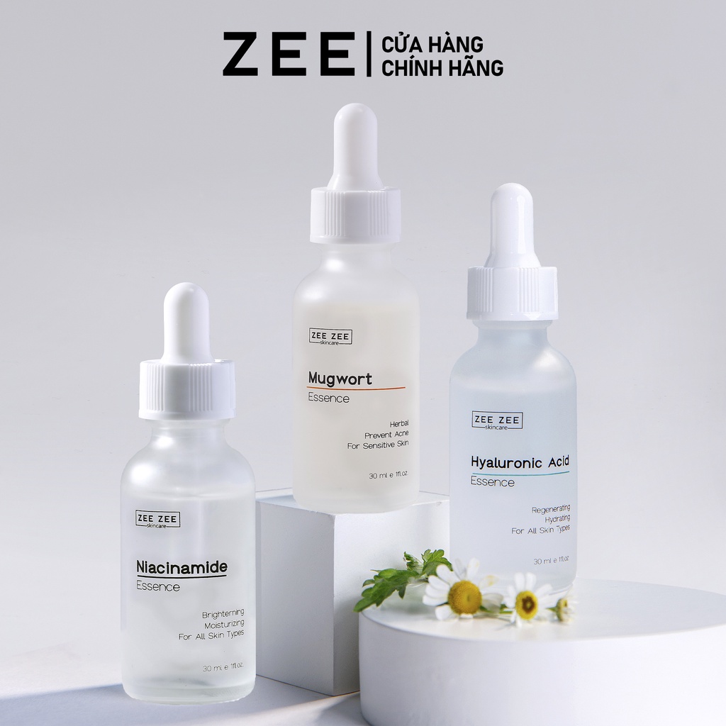 Bộ sưu tập Tinh chất dưỡng da Niacinamide Hyaluronic Acid Mugwort dưỡng trắng cấp ẩm mờ thâm mụn | ZEE ZEE skincare 30ml