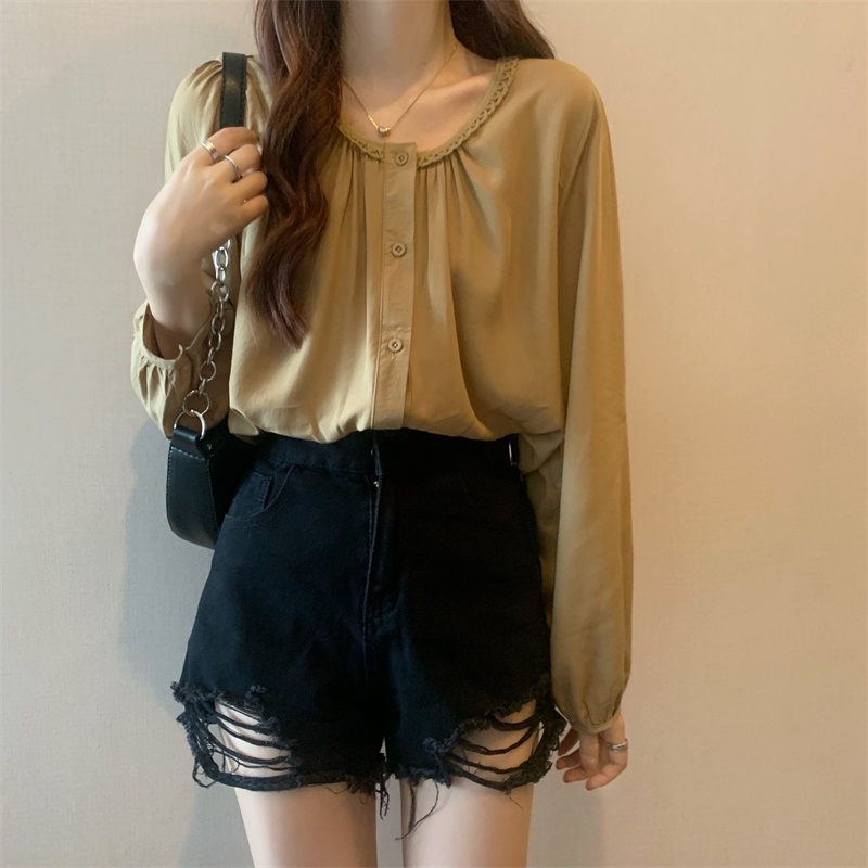 SUXI Áo Sơ Mi Nữ Tay Dài Màu Sắc Ngọt Ngào Dễ Phối Đồ