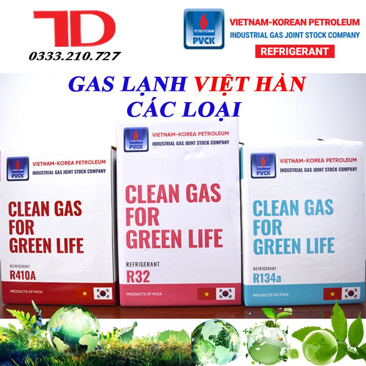 Gas lạnh điều hòa R134a 3.4kg VIỆT HÀN, Môi chất lạnh điều hòa R134a PVCK