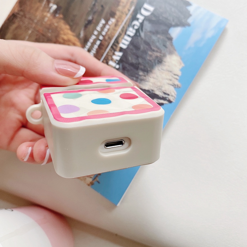 Vỏ bảo vệ hộp sạc tai nghe Airpod 1/2 / Pro/3 bằng silicon họa tiết chấm bi nhiều màu thời trang
